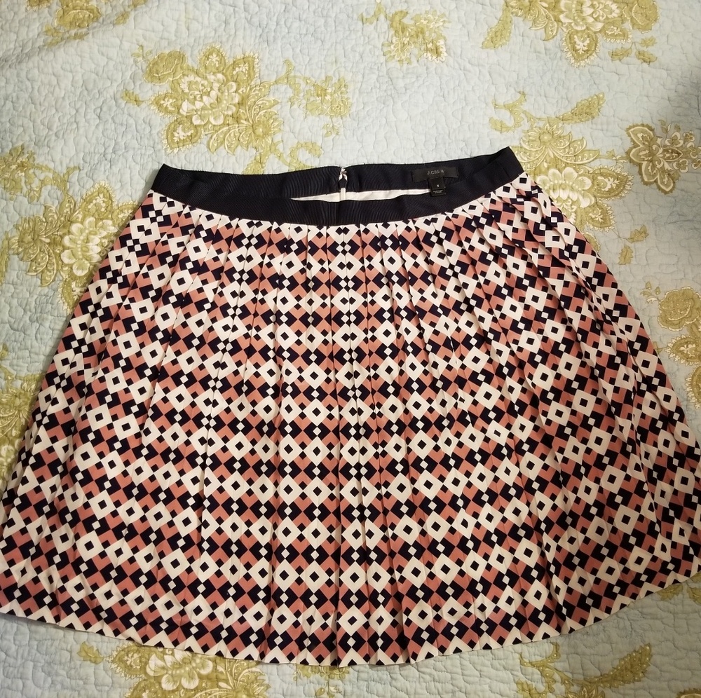 Jcrew silk pleated skirt geometric pattern